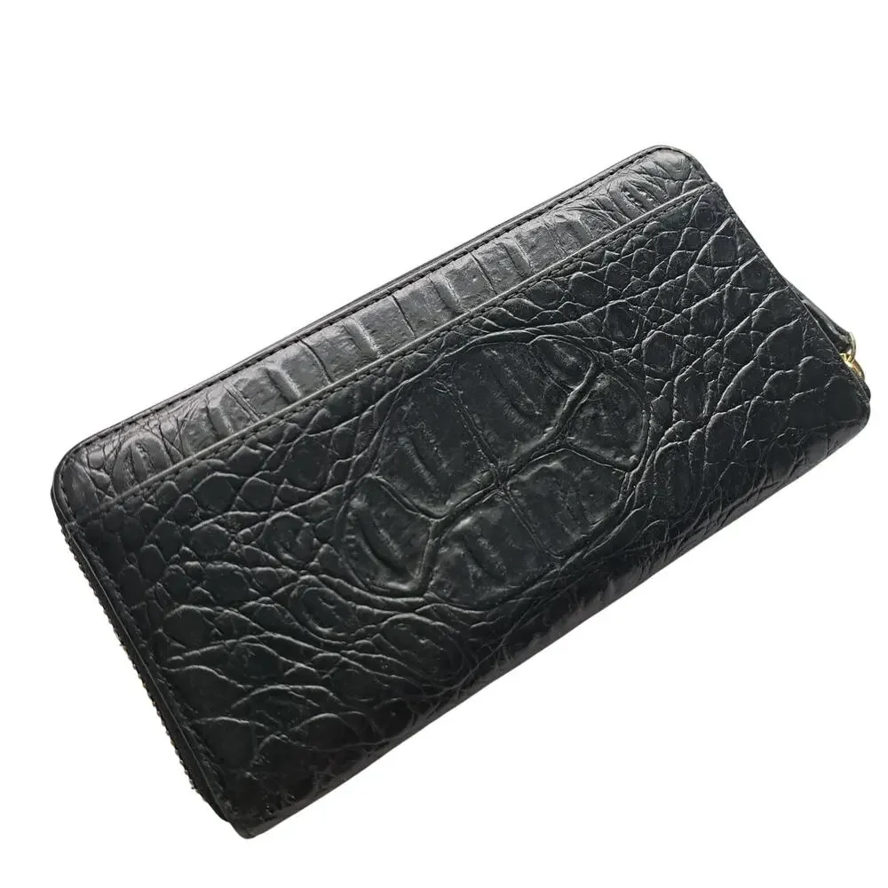 Kate Spade New York Black Croc Embossed Leather Zip Around Neda Wallet